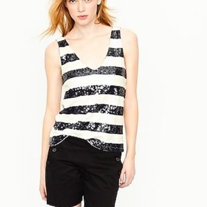 J.Crew Blue Striped Sequin Tank Top Small